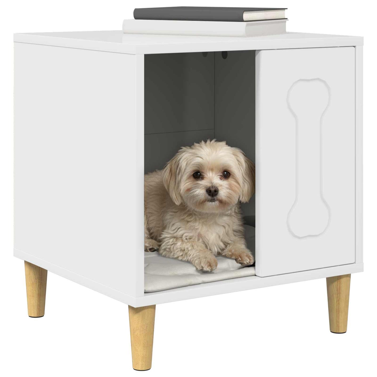 vidaXL Σπίτι Σκύλου Λαμπερό Λευκό 44 x 42 x 49 εκ. Επεξεργασμένο ξύλο