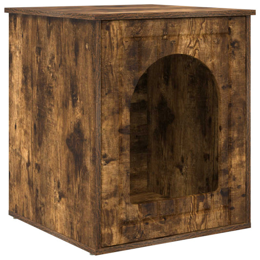 vidaXL Σπίτι Γάτας Καπνιστό Δρύς 53 x 52 x 62 εκ Επεξεργασμένο ξύλο