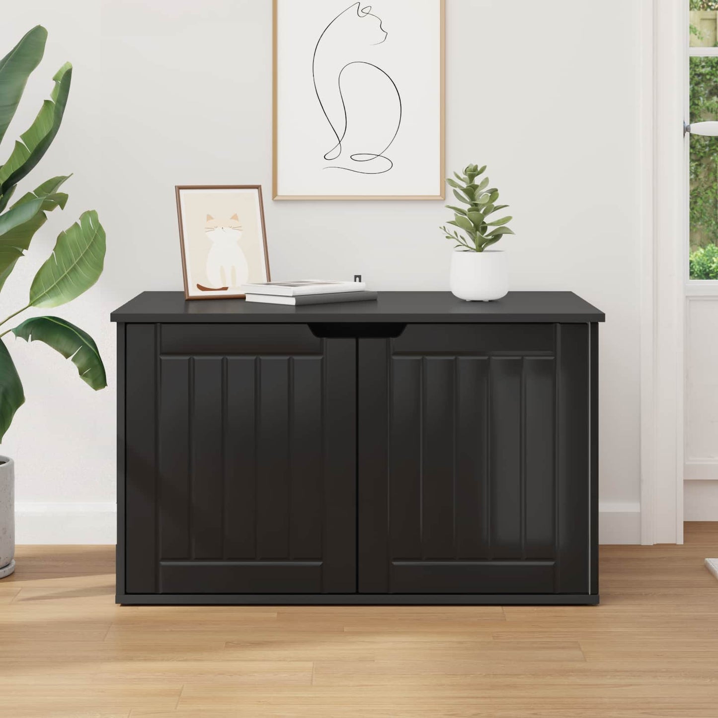 vidaXL Σπίτι Γάτας Μαύρο 85 x 55 x 50,5 εκ Επεξεργασμένο Ξύλο