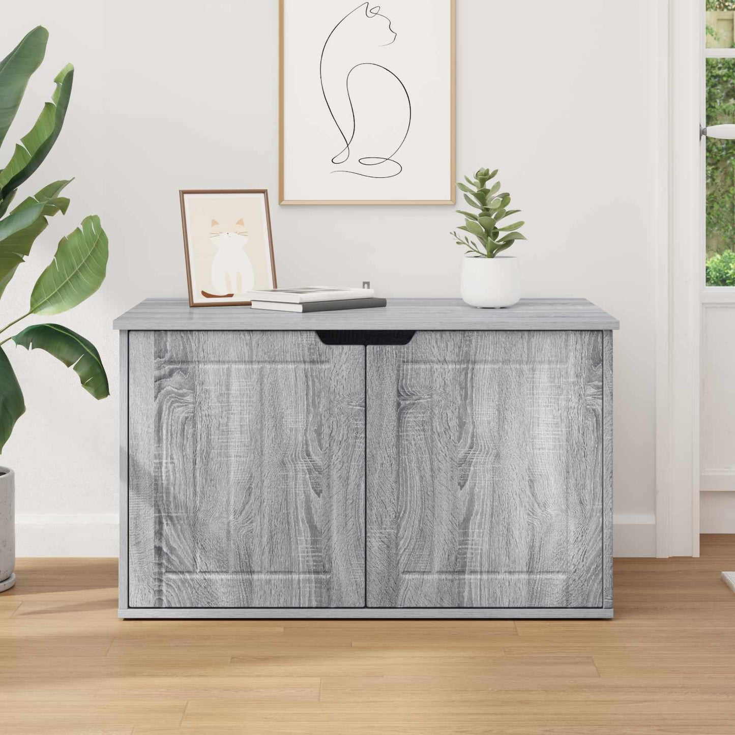 vidaXL Σπίτι Γάτας Γκρίζο Σονομα 85 x 55 x 50,5 εκ Επεξεργασμένο Ξύλο