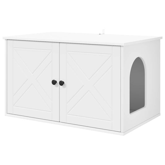 vidaXL Σπίτι Γάτας Λευκό 85 x 55 x 50,5 εκ Επεξεργασμένο ξύλο
