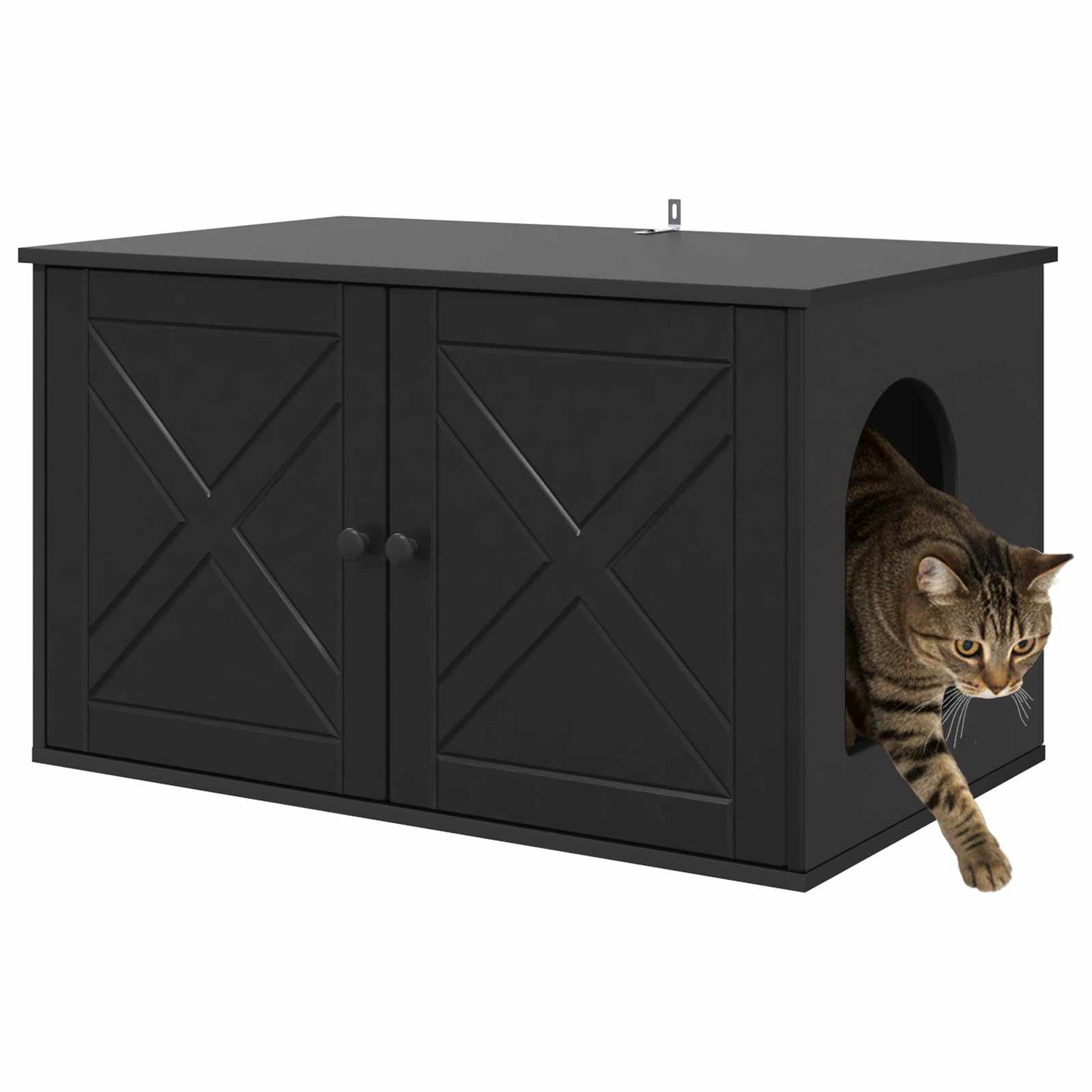 vidaXL Σπίτι Γάτας Μαύρο 85 x 55 x 50,5 εκ Επεξεργασμένο ξύλο