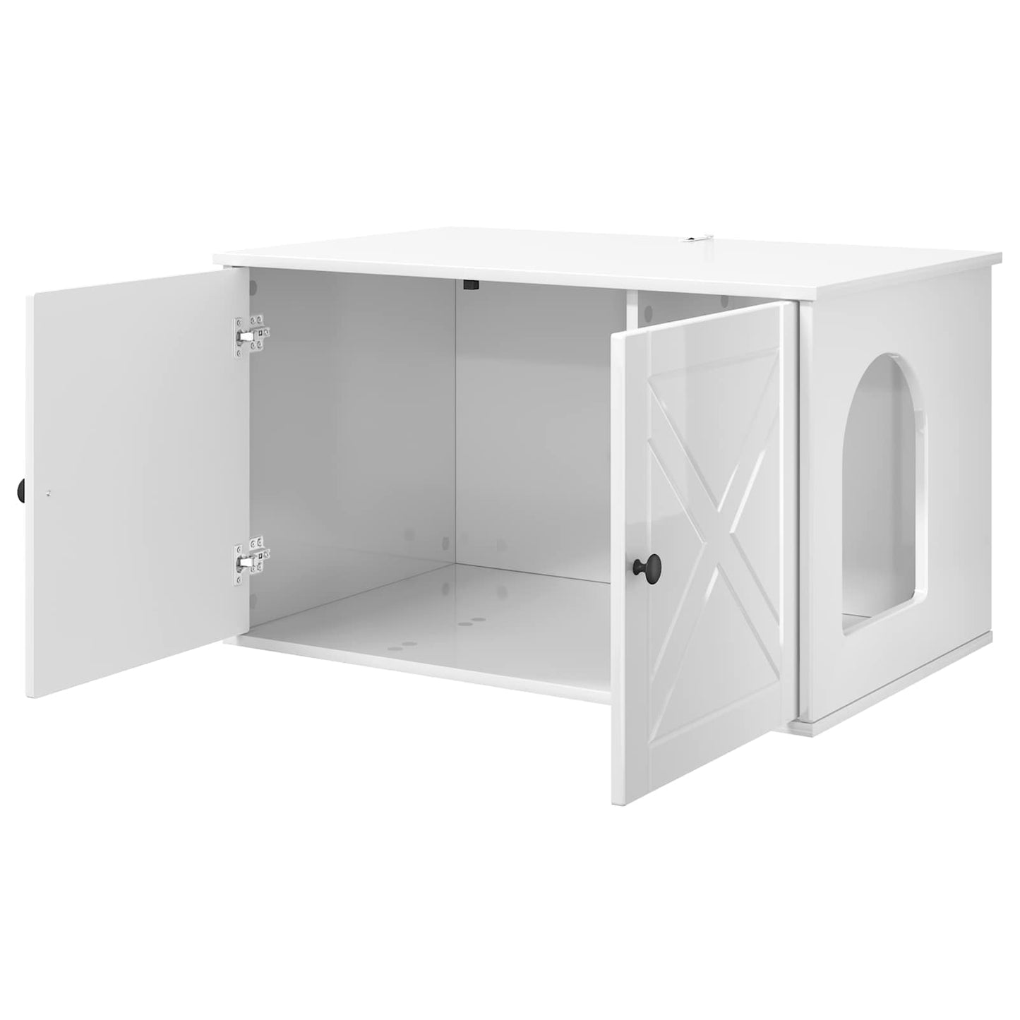 vidaXL Σπίτι Γάτας Λαμπερό Λευκό 85 x 55 x 50 εκ. Επεξεργασμένο ξύλο