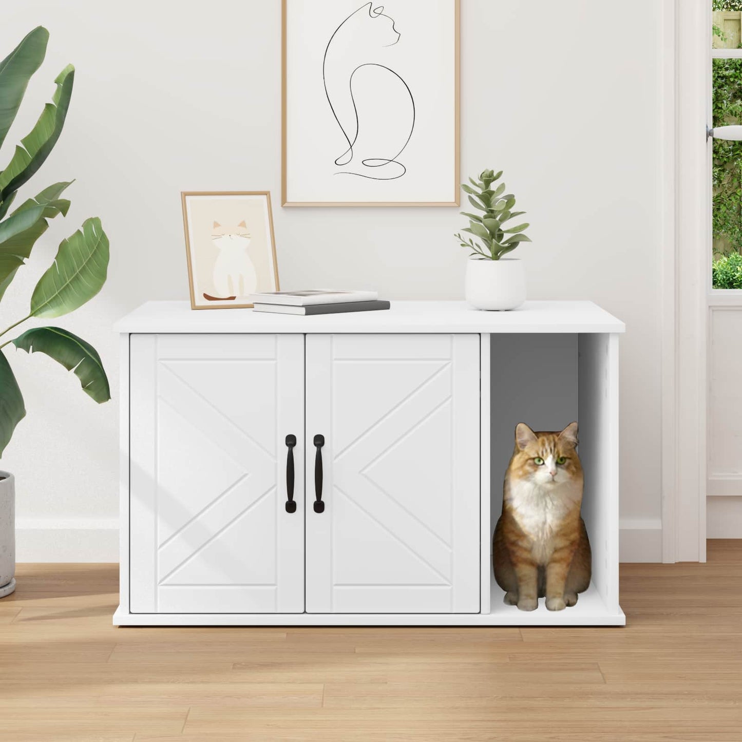 vidaXL Σπίτι Γάτας Λευκό 85 x 55 x 50 εκ. Επεξεργασμένο ξύλο