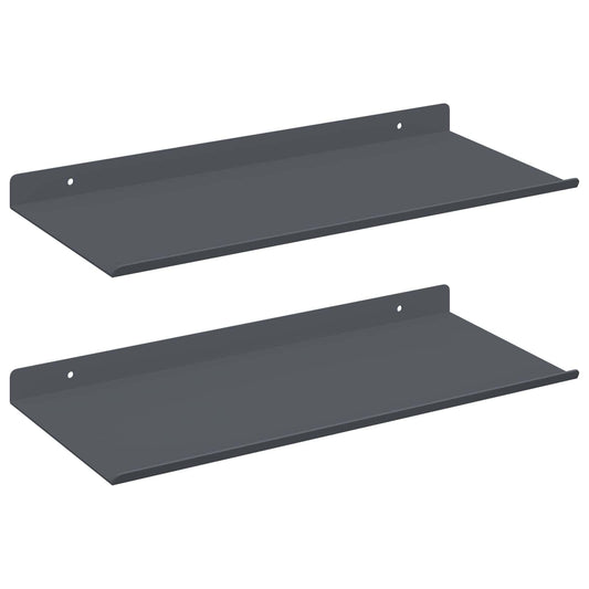 vidaXL Πλωτό ράφι 2 τμχ. Ανθρακί 40 x 18 x 2,5 εκ. Ατσάλι