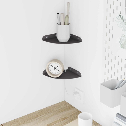 vidaXL Floating Ράφι Γωνίας Γωνιακή βάση 2 τμχ. Μαύρο 15 x 15 x 2 εκ.