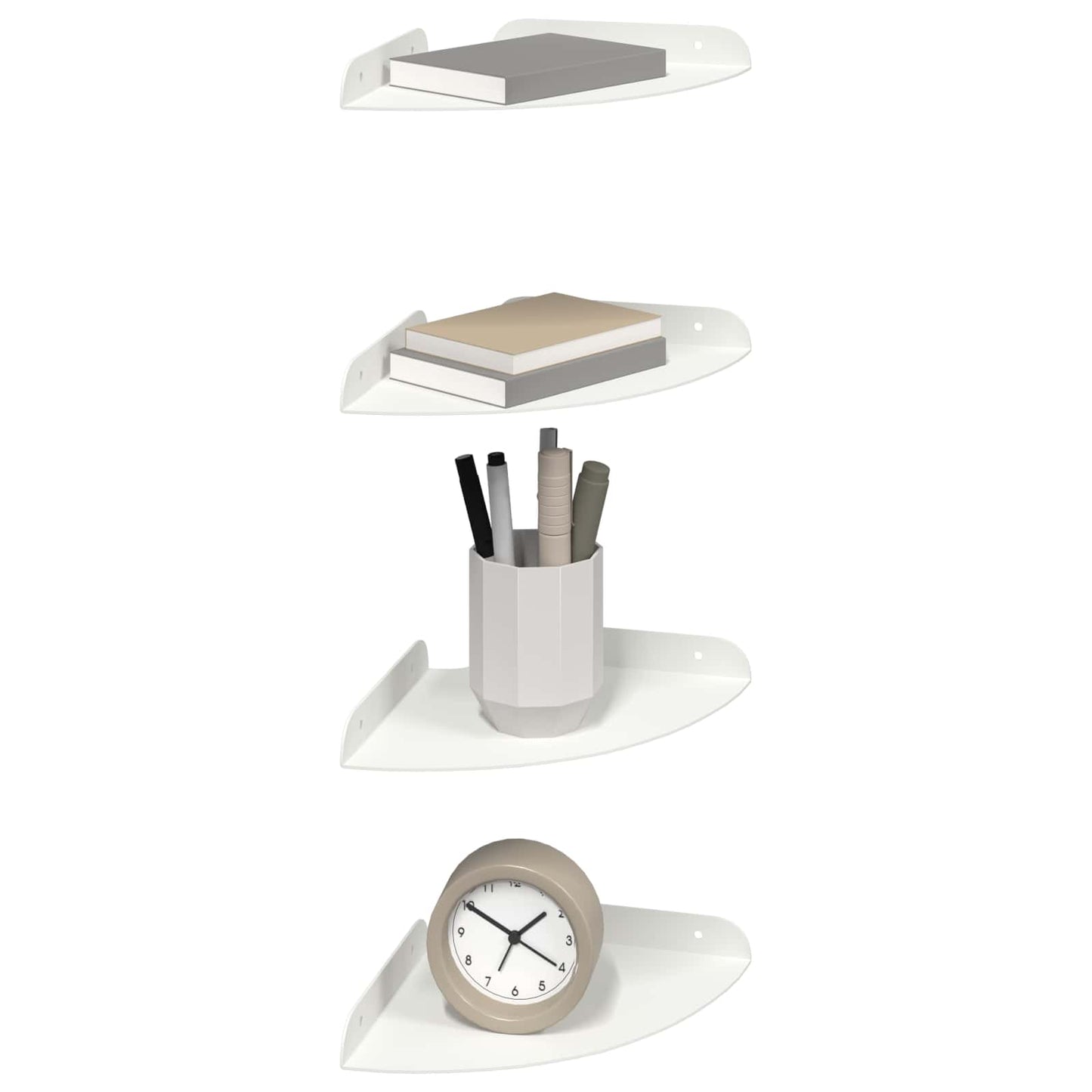 vidaXL Floating Ράφι Γωνίας Γωνιακή βάση 4 τμχ. Λευκός 18 x 18 x 2 εκ.