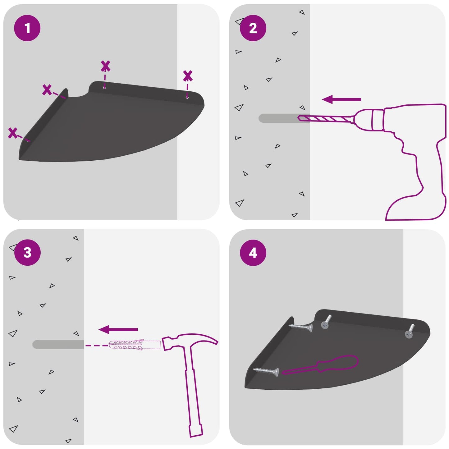 vidaXL Ράφι Τοίχου με ράφι με αποθήκευση 2 pcs Μαύρο 24 x 24 x 2 εκ