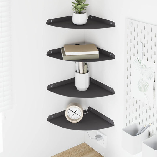 vidaXL Floating Ράφι Γωνίας Γωνιακή βάση 4 τμχ. Μαύρο 24 x 24 x 2 εκ