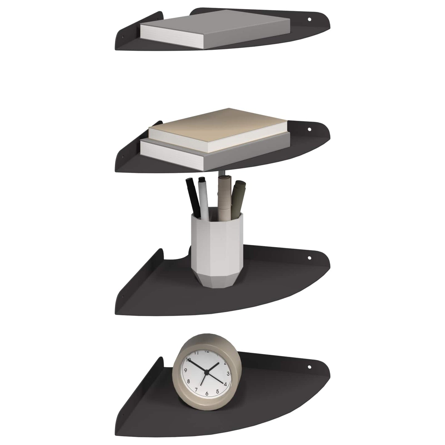 vidaXL Floating Ράφι Γωνίας Γωνιακή βάση 4 τμχ. Μαύρο 24 x 24 x 2 εκ
