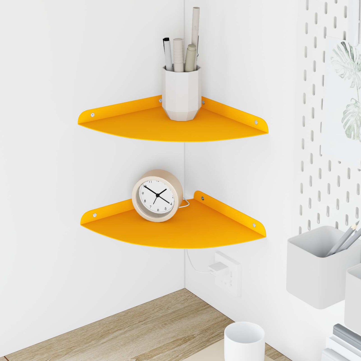 vidaXL Floating Ράφι Γωνίας Γωνιακή βάση 2 τμχ. Χαμομηλί κίτρινο