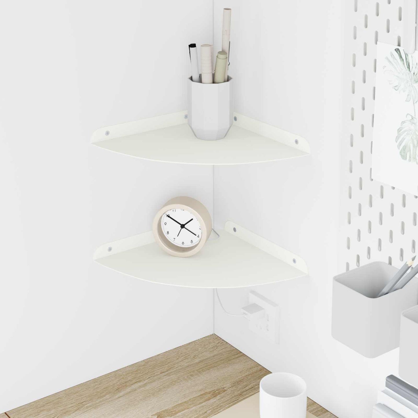 vidaXL Floating Ράφι Γωνίας Γωνιακή βάση 2 τμχ. Λευκός 24 x 24 x 2 εκ