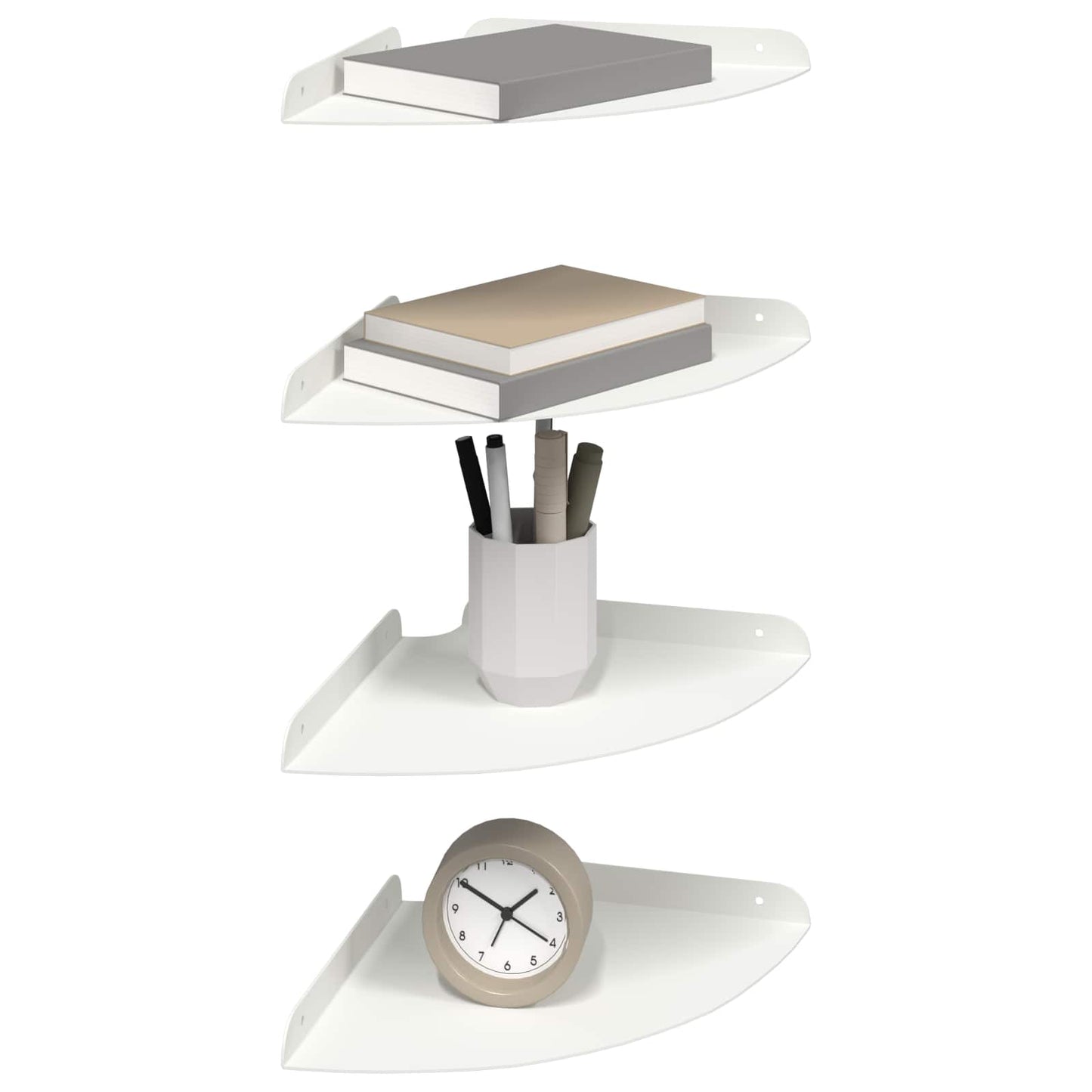 vidaXL Floating Ράφι Γωνίας Γωνιακή βάση 4 τμχ. Λευκός 24 x 24 x 2 εκ