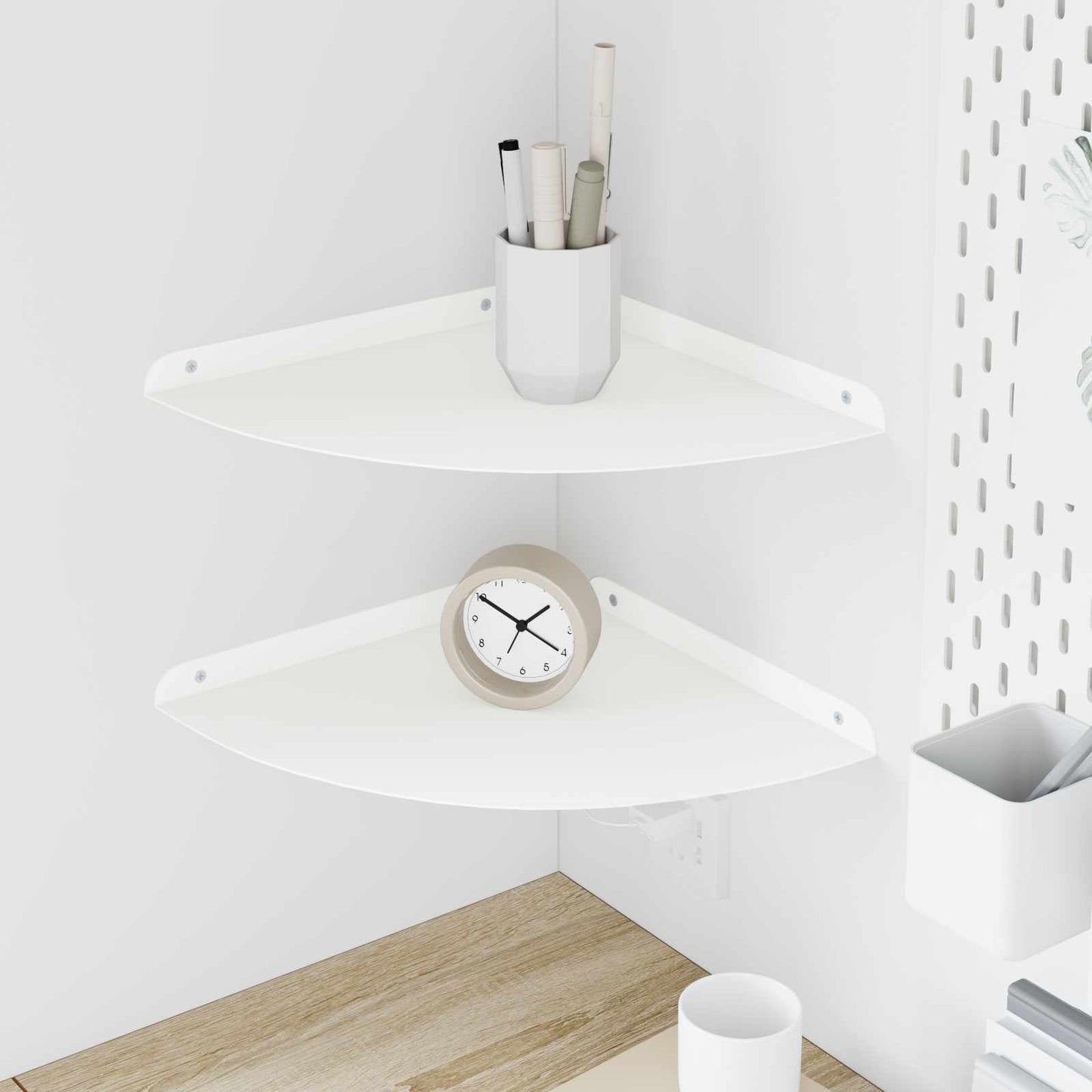 vidaXL Floating Ράφι Γωνίας Γωνιακή βάση 2 τμχ. Λευκός 30 x 30 x 2 εκ.