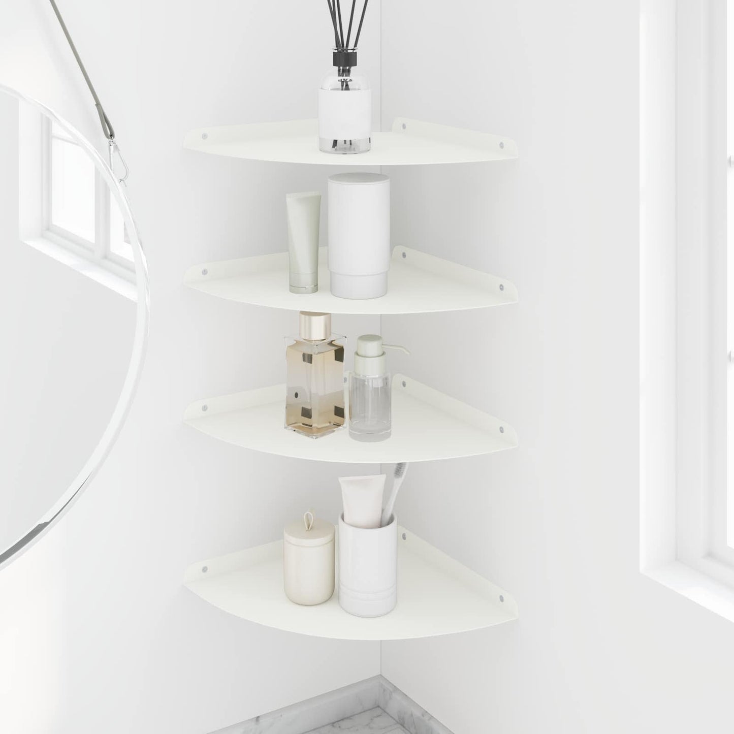 vidaXL Floating Ράφι Γωνίας Γωνιακή βάση 4 τμχ. Λευκός 30 x 30 x 2 εκ.