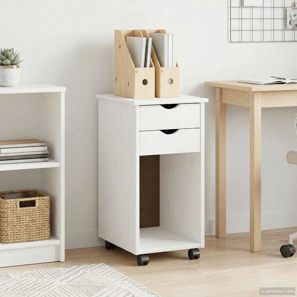 vidaXL Κινητό Ντουλάπι 34 x 39 x 65,5 cm Στερεό πεύκο Λευκός