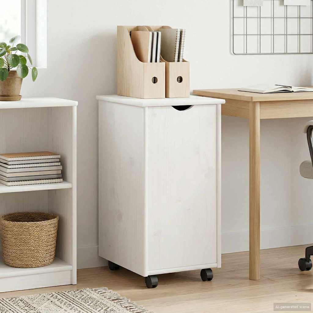 vidaXL Κινητό Ντουλάπι Λευκό 34 x 39 x 65,5 cm Στερεό ξύλο πεύκου