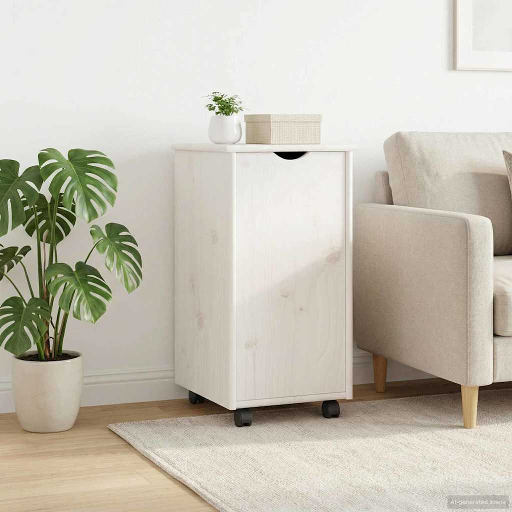 vidaXL Κινητό Ντουλάπι Λευκό 34 x 39 x 65,5 cm Στερεό ξύλο πεύκου
