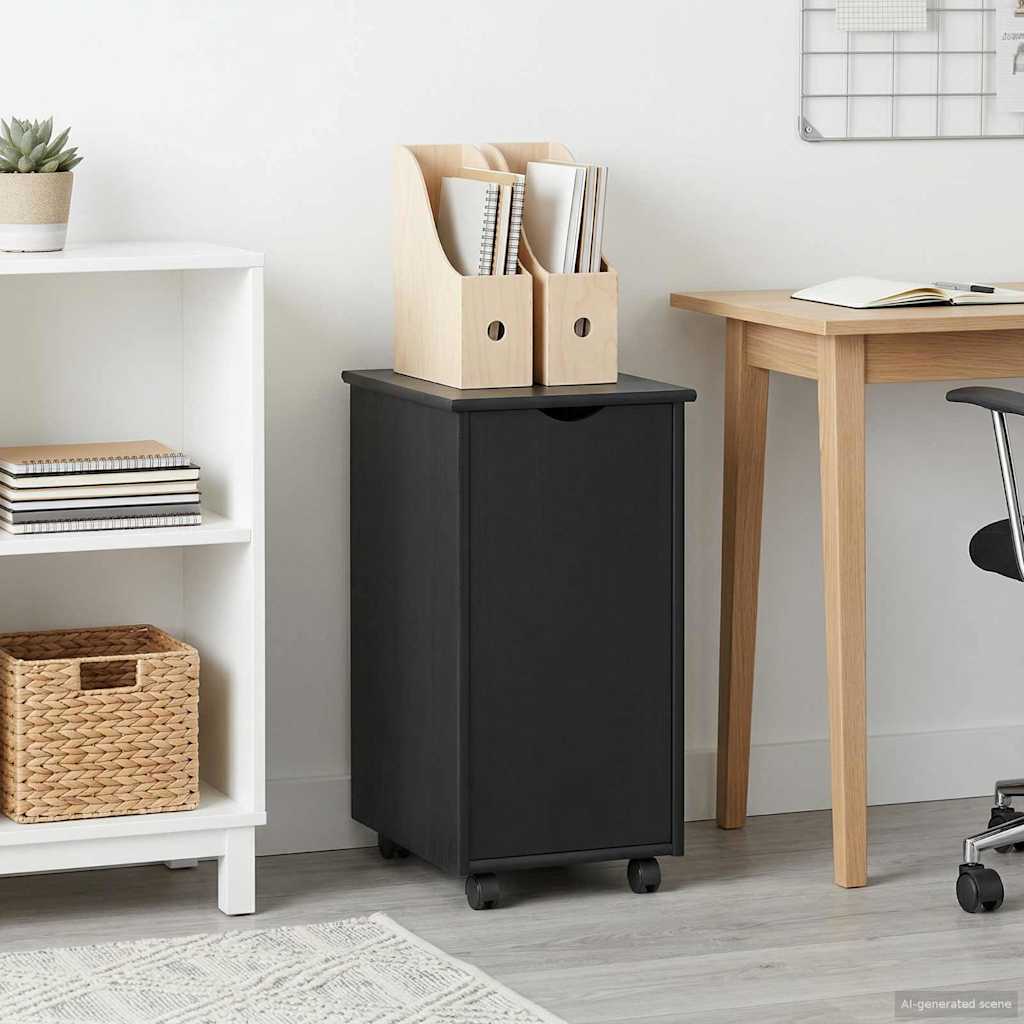 vidaXL Κινητό Ντουλάπι Μαύρο 34 x 39 x 65,5 cm Στερεό ξύλο πεύκου