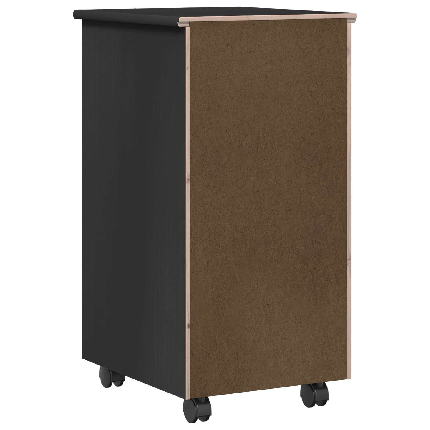 vidaXL Κινητό Ντουλάπι Μαύρο 34 x 39 x 65,5 cm Στερεό ξύλο πεύκου