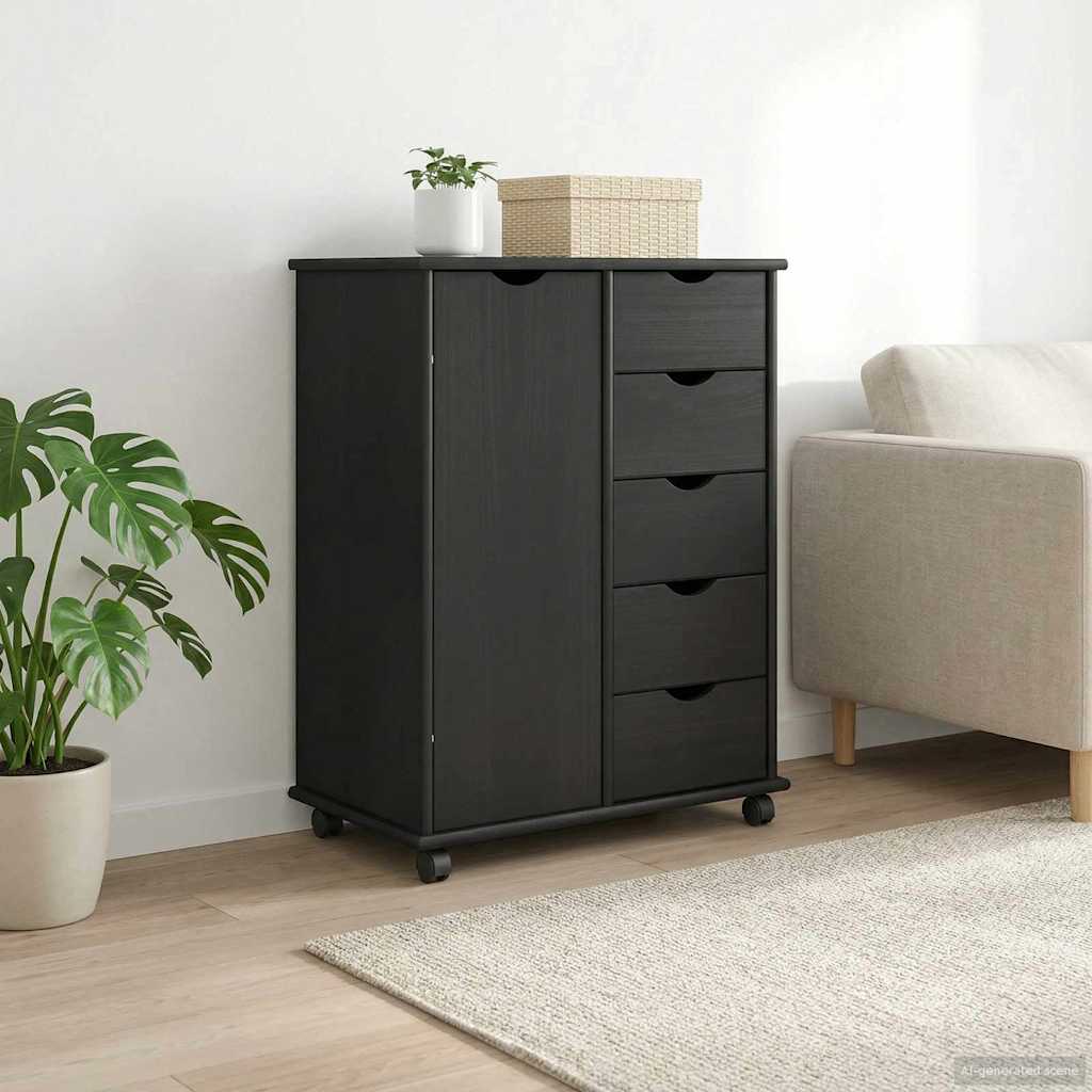 vidaXL Κινητό Ντουλάπι 63,5 x 39 x 79 εκ. Στερεό ξύλο πεύκου Γκρι
