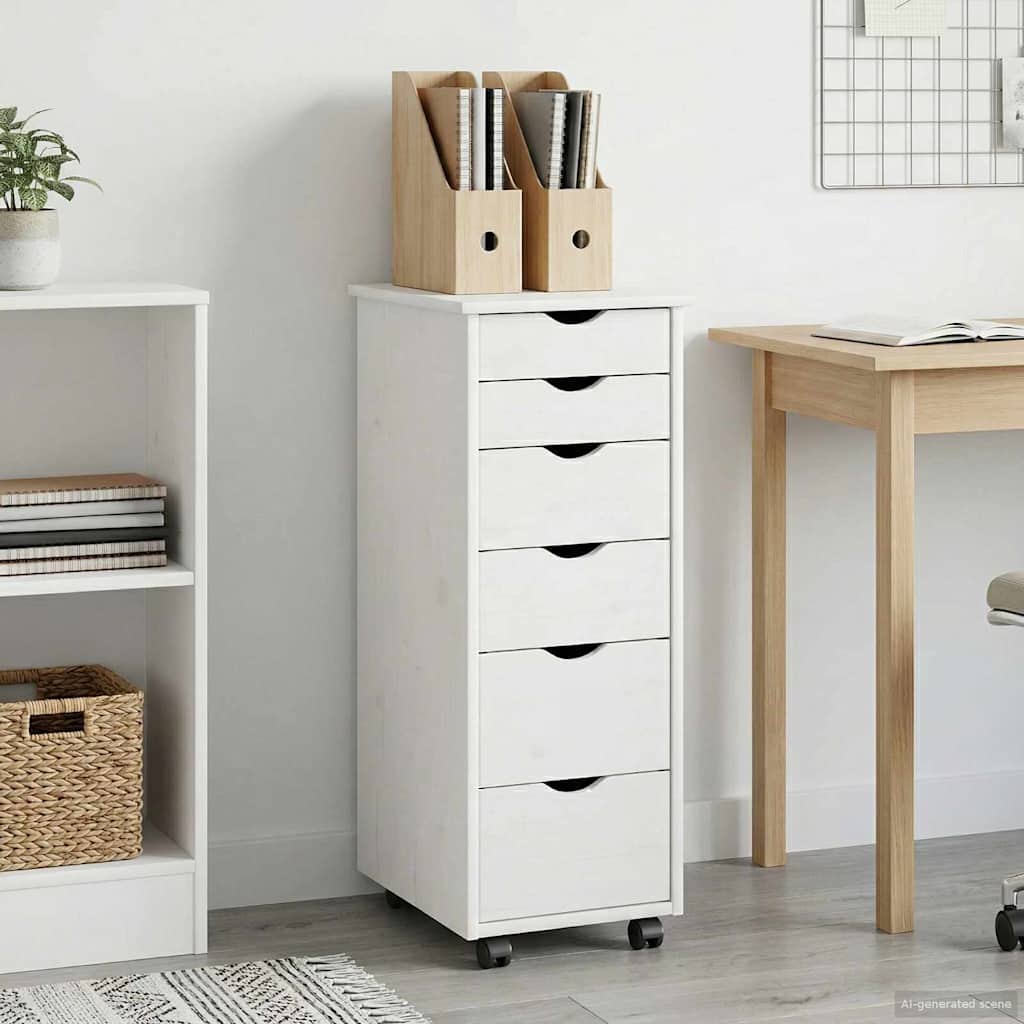 vidaXL Κινητό Ντουλάπι 34 x 39 x 93,5 εκ Στερεό ξύλο πεύκου Λευκό