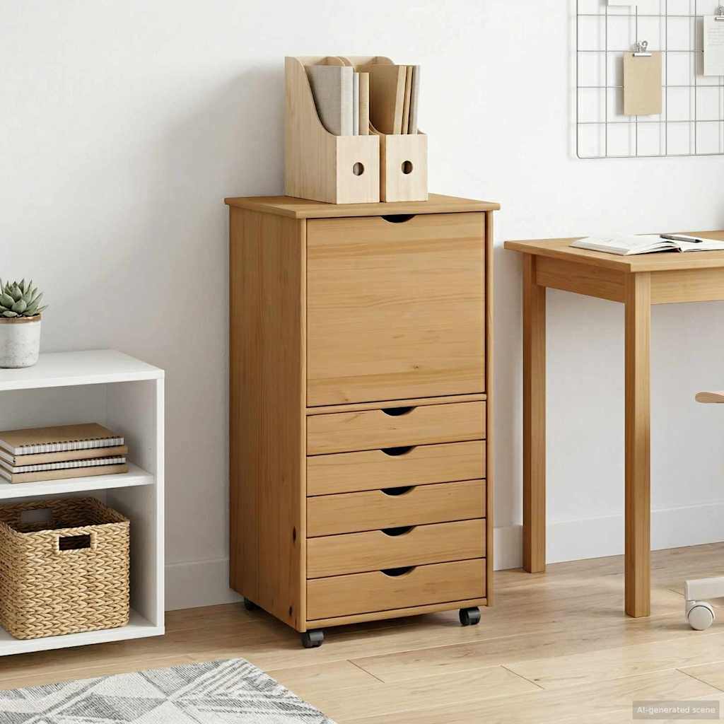vidaXL Κινητό Ντουλάπι 53 x 39 x 103 cm Στερεό ξύλο πεύκου Μέλι Καφέ