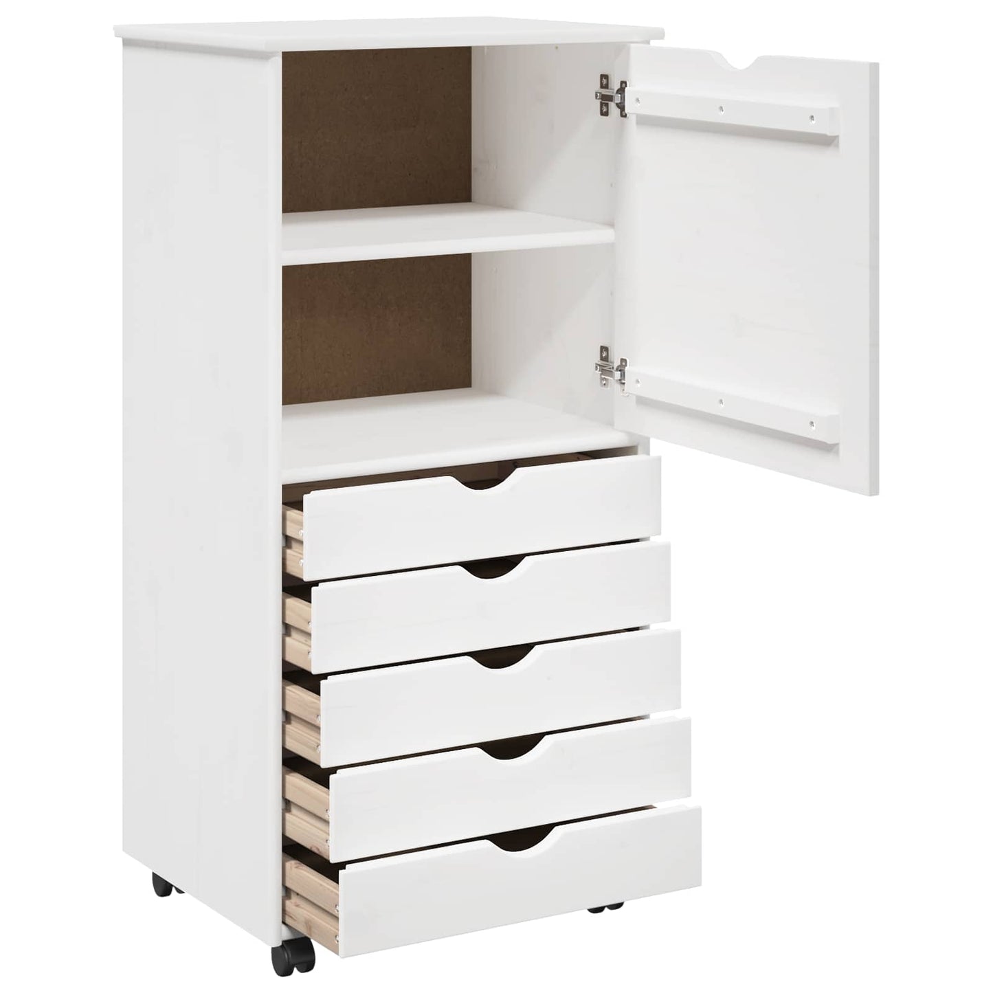 vidaXL Κινητό Ντουλάπι 53 x 39 x 103 cm Στερεό ξύλο πεύκου Λευκό