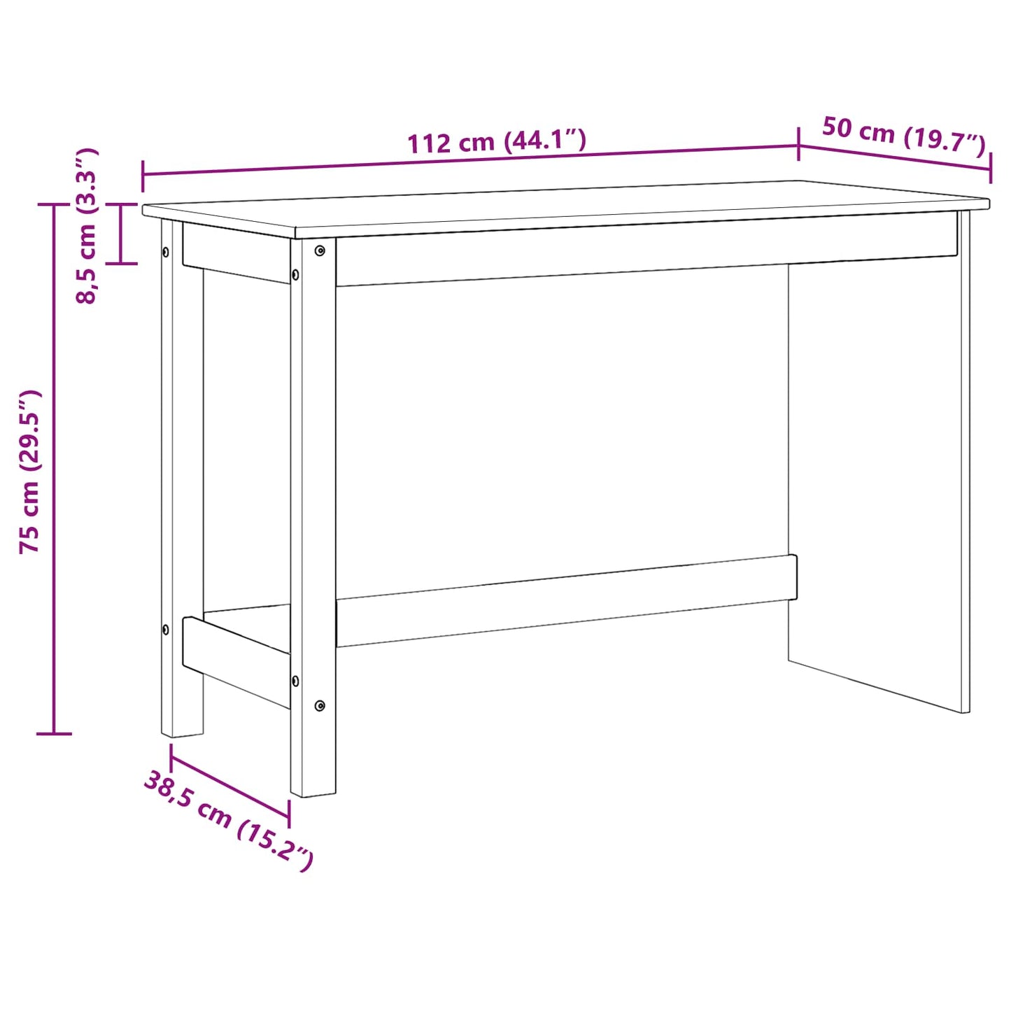 vidaXL Γραφείο Μέλι Καφέ 112 x 50 x 75 εκ. Στερεό ξύλο πεύκου