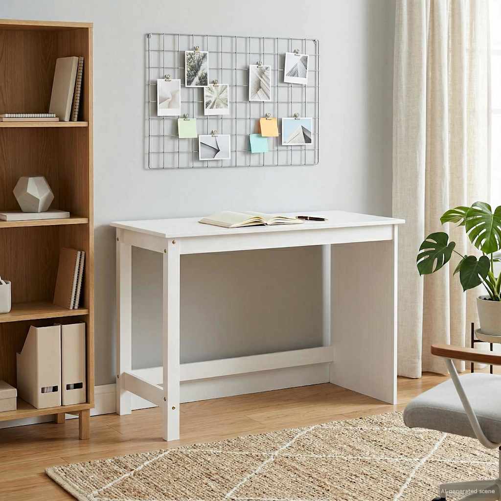 vidaXL Γραφείο Λευκό 112 x 50 x 75 εκ. Στερεό ξύλο πεύκου