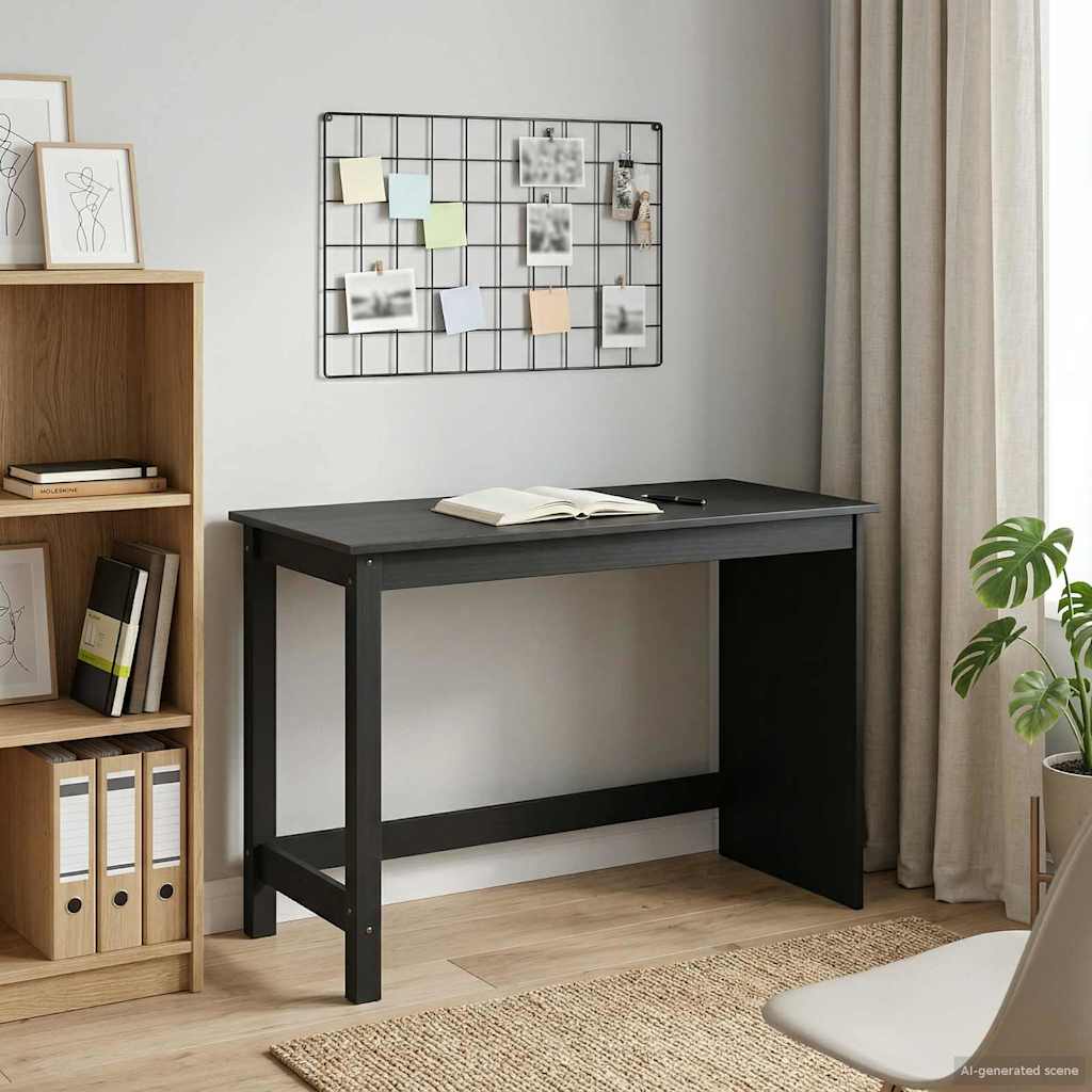 vidaXL Γραφείο Μαύρο 112 x 50 x 75 εκ. Στερεό ξύλο πεύκου