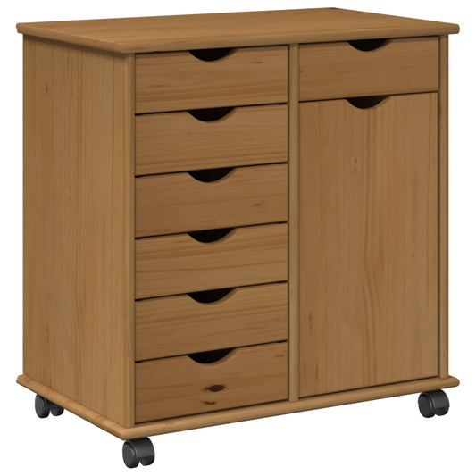 vidaXL Κινητό Ντουλάπι με τροχούς Μέλι Καφέ 63,5 x 39 x 65,5 εκ
