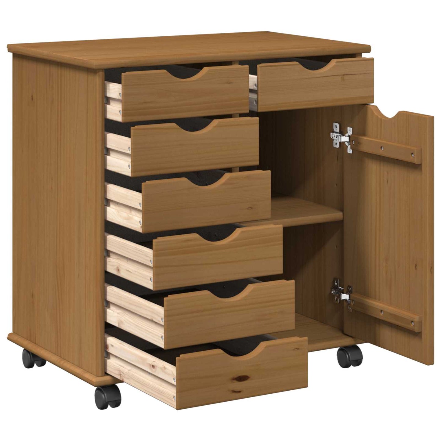 vidaXL Κινητό Ντουλάπι με τροχούς Μέλι Καφέ 63,5 x 39 x 65,5 εκ