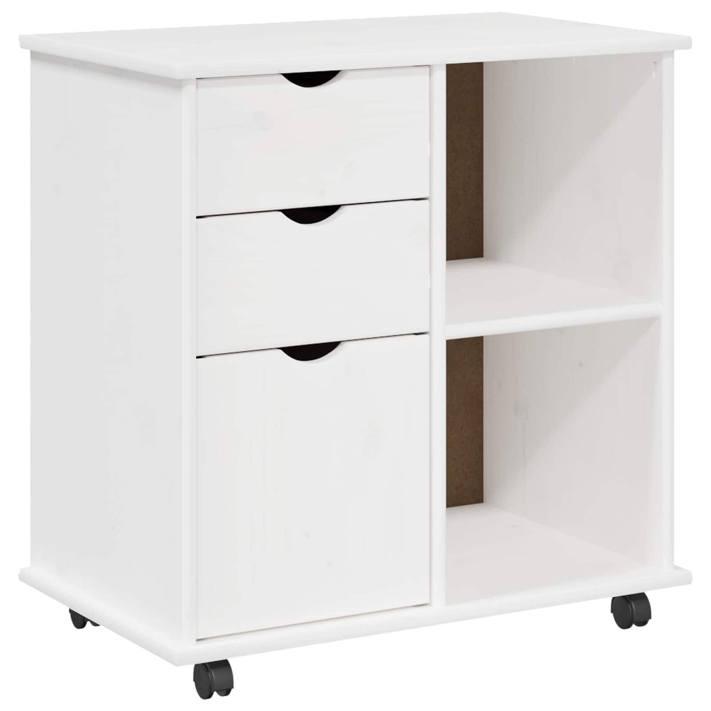 vidaXL Κινητό Ντουλάπι 63,5 x 39 x 65,5 εκ. Στερεό ξύλο πεύκου Λευκό