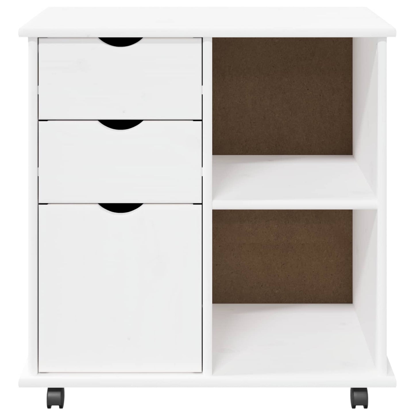vidaXL Κινητό Ντουλάπι 63,5 x 39 x 65,5 εκ. Στερεό ξύλο πεύκου Λευκό
