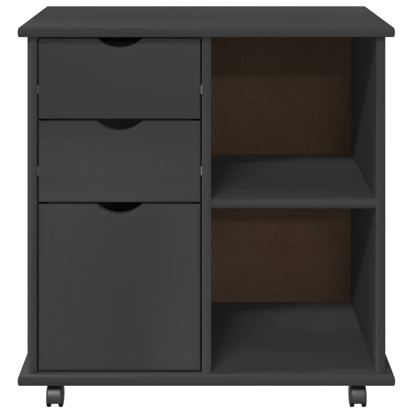 vidaXL Κινητό Ντουλάπι 63,5 x 39 x 65,5 εκ. Στερεό ξύλο πεύκου Γκρι