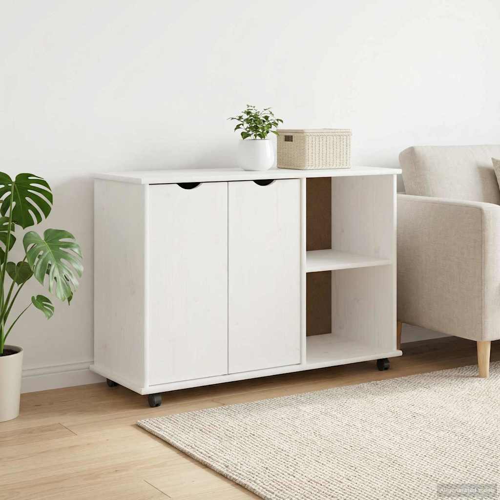 vidaXL Κινητό Ντουλάπι Λευκό 100 x 39 x 65,5 εκ Στερεό ξύλο πεύκου