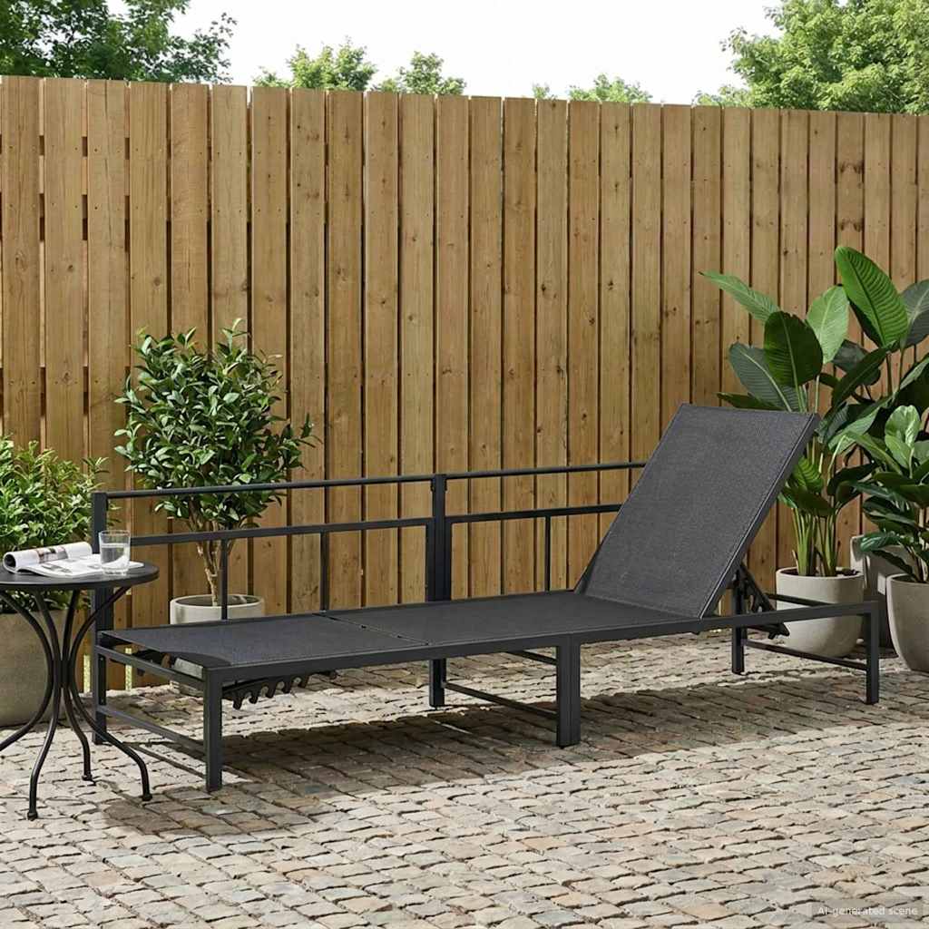 vidaXL Ξαπλώστρα Μαύρο 200 x 62 x 59,5 εκ Textilene