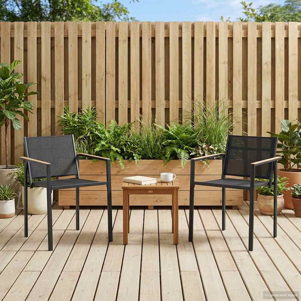 vidaXL Καρέκλες Κήπου 2 pcs Μαύρο και Ανθρακί 53,5 x 59 x 77 εκ