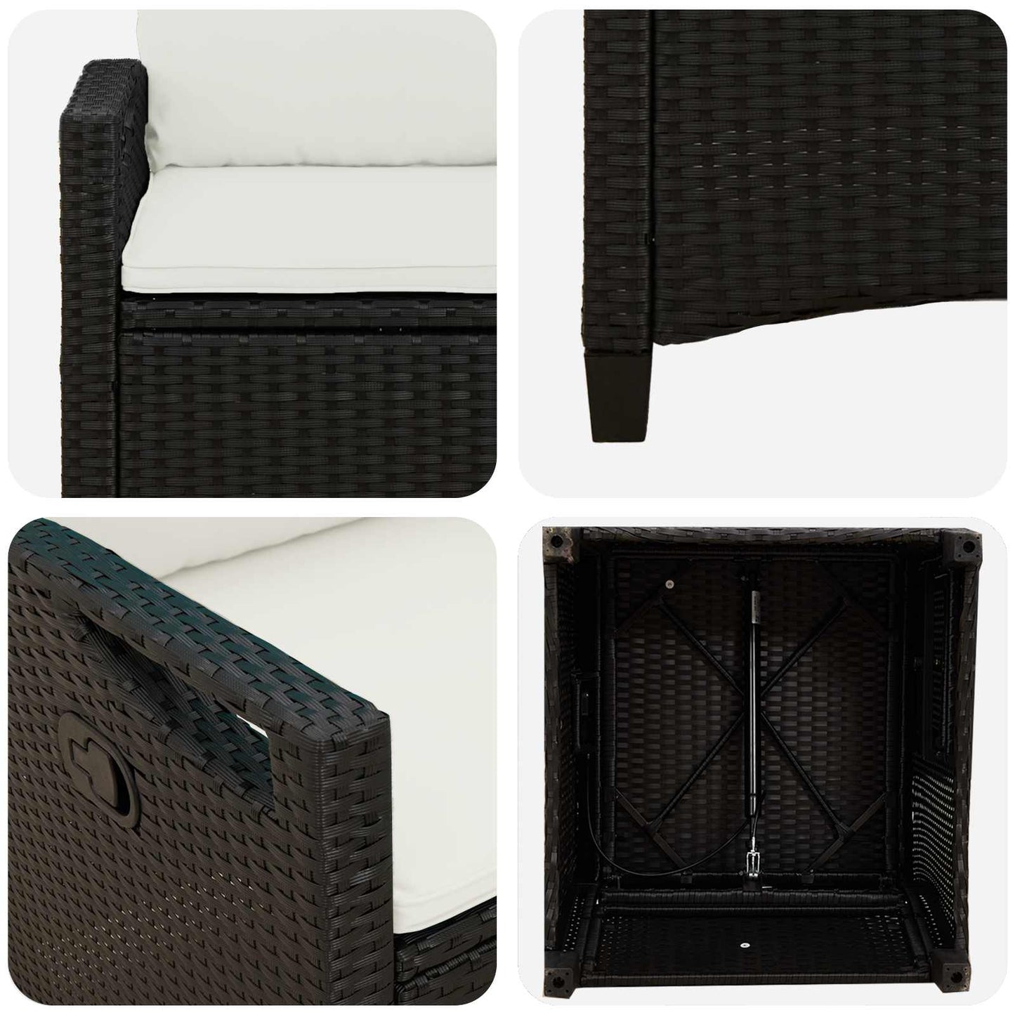 vidaXL Καρέκλα Κήπου 2 pcs Μαύρο και Κρέμα 56 x 60 x 112 εκ.