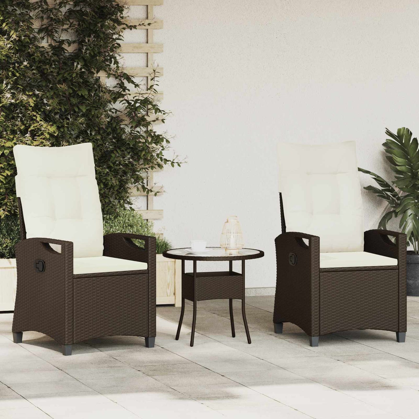 vidaXL Καρέκλα Κήπου 2 pcs Καφέ και Κρέμα 56 x 60 x 112 εκ.