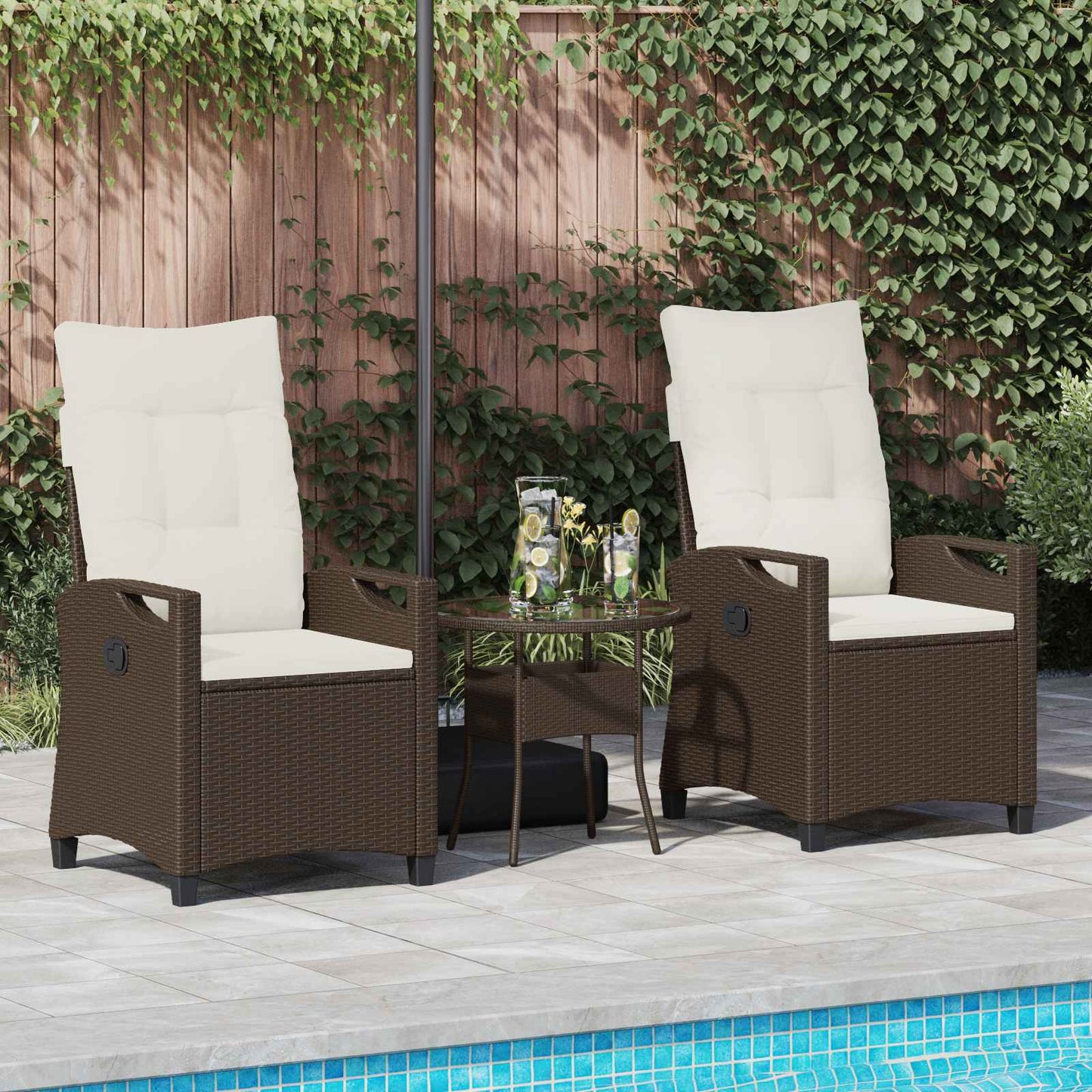 vidaXL Καρέκλα Κήπου 2 pcs Καφέ και Κρέμα 56 x 60 x 112 εκ.