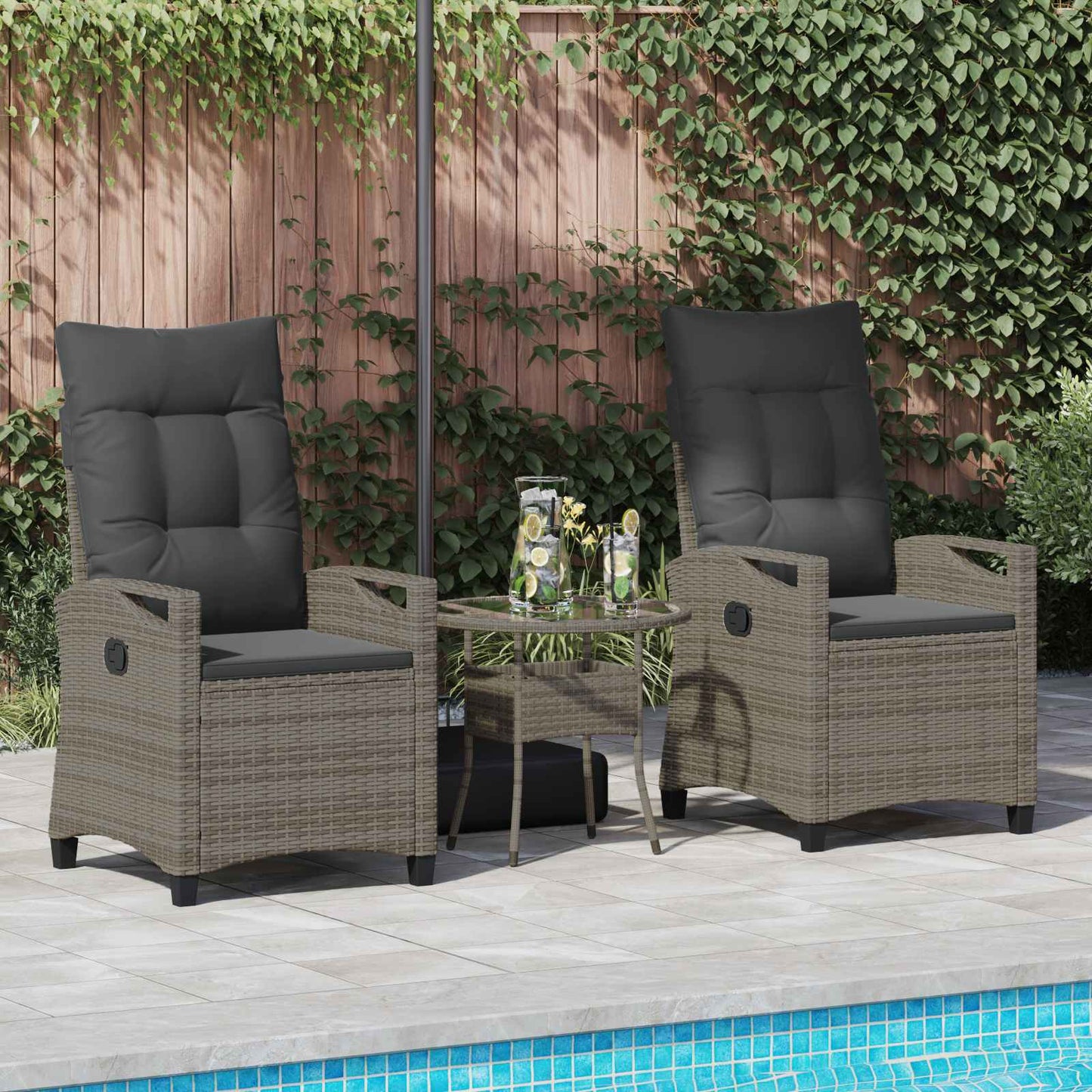 vidaXL Καρέκλα Κήπου 2 pcs Γκρι και Σκούρο Γκρι 56 x 60 x 112 εκ.