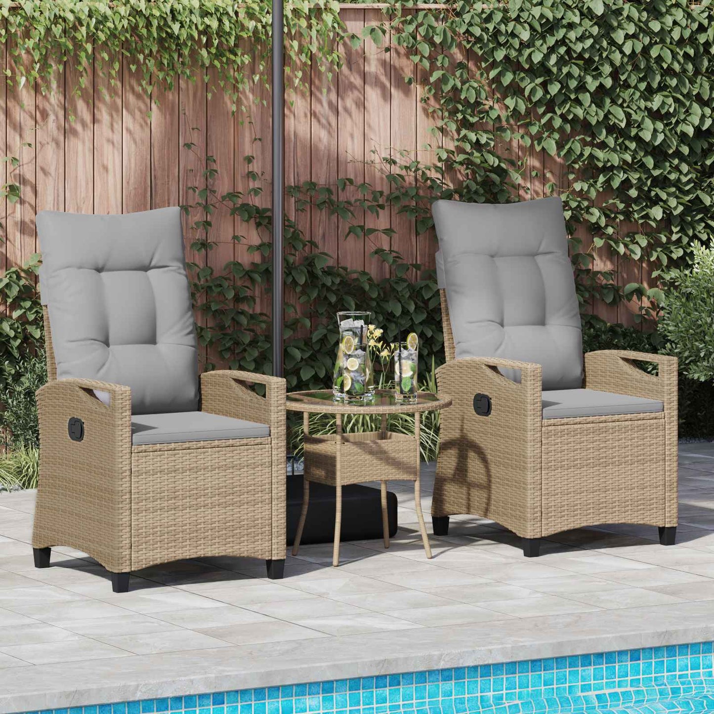 vidaXL Καρέκλα Κήπου 2 pcs Μπέζ και Ανοιχτό Γκρι 56 x 60 x 112 εκ.