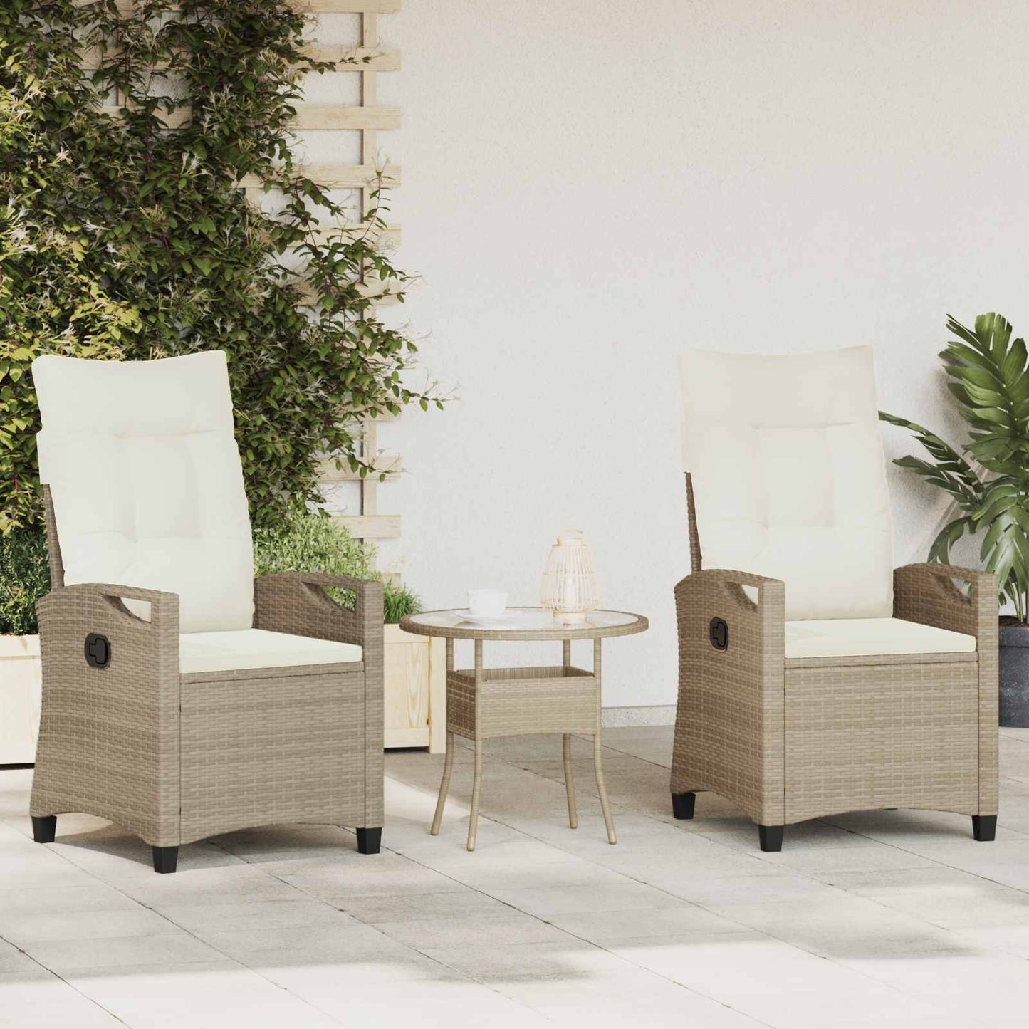 vidaXL Καρέκλα Κήπου 2 pcs Μπεζ και Κρέμα 56 x 60 x 112 εκ.