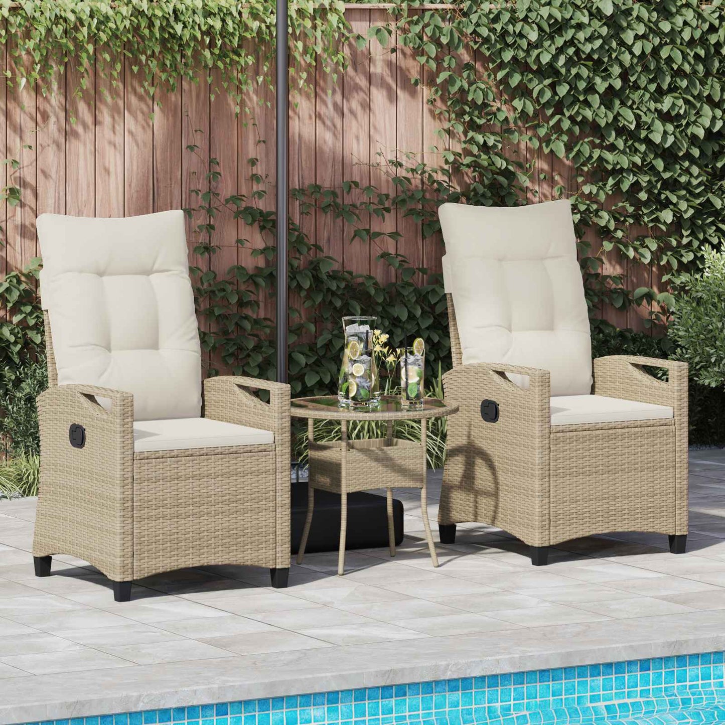 vidaXL Καρέκλα Κήπου 2 pcs Μπεζ και Κρέμα 56 x 60 x 112 εκ.