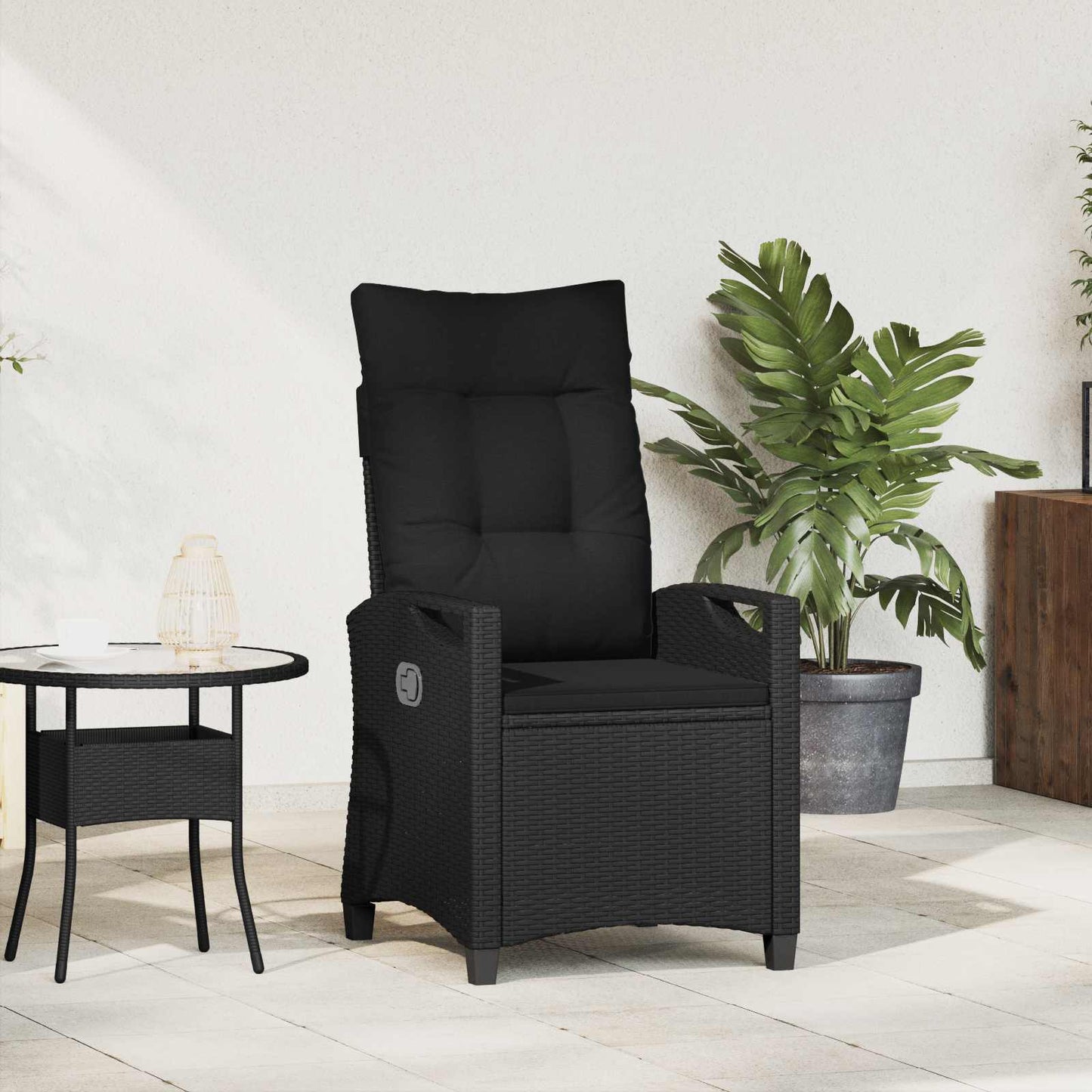 vidaXL Ανακλινόμενη καρέκλα κήπου Μαύρο 56 x 60 x 112 εκ.