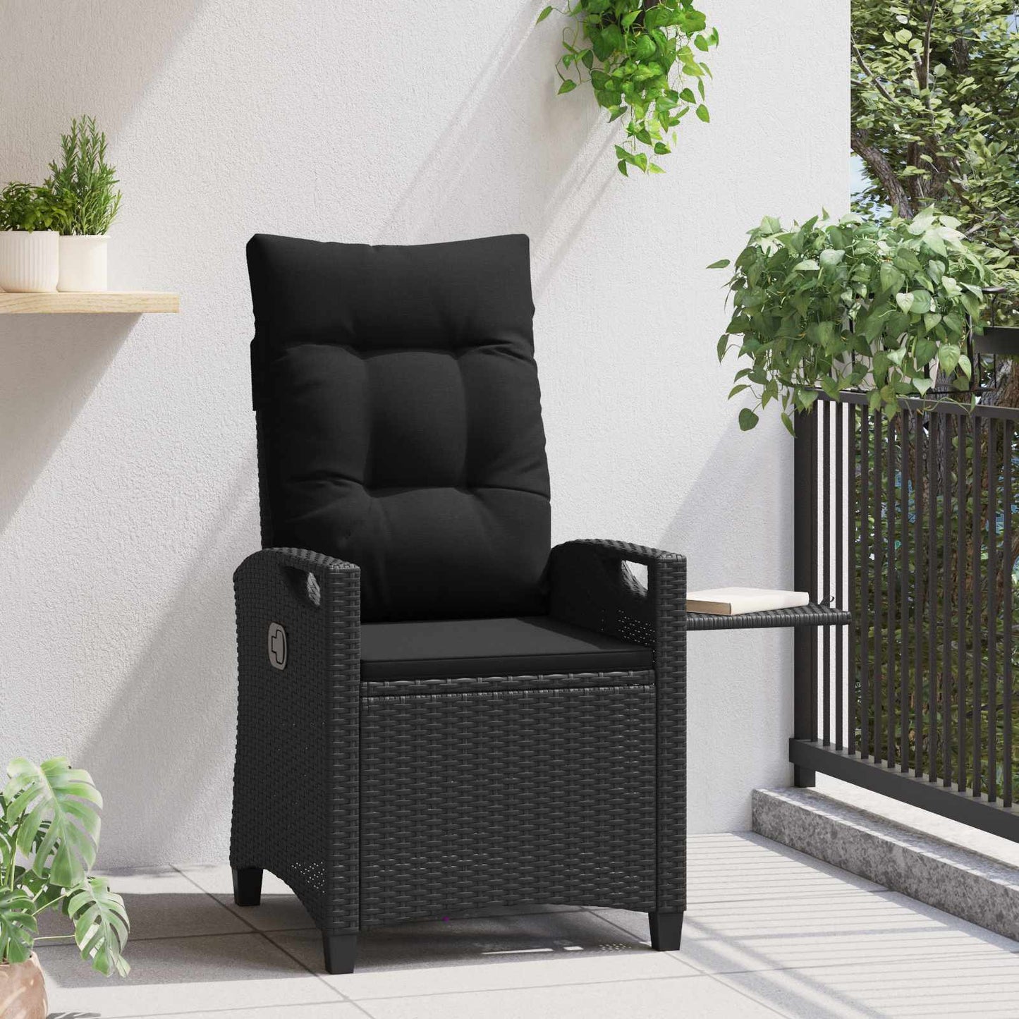 vidaXL Ανακλινόμενη καρέκλα κήπου Μαύρο 56 x 60 x 112 εκ.