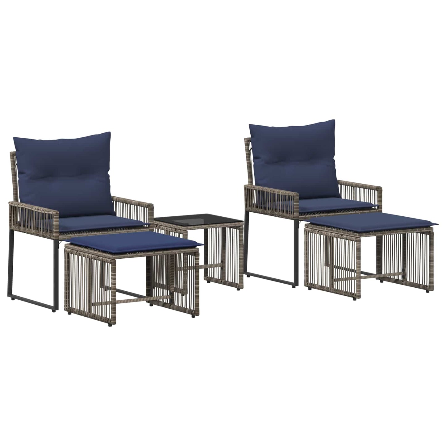vidaXL Σετ Εξωτερικών Επίπλων 11 τμχ. Γκρι και Navy Blue