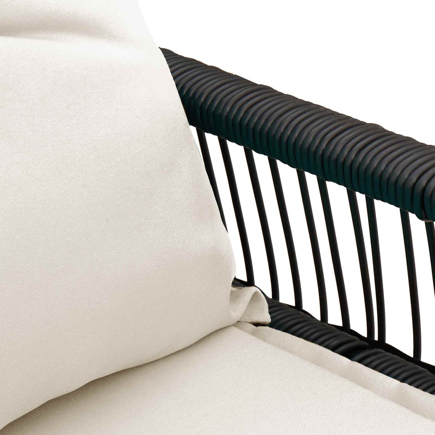 vidaXL Εξωτερικός πάγκος 4 pcs Μαύρο και Κρεμ Λευκό συνθετικό ρατάν